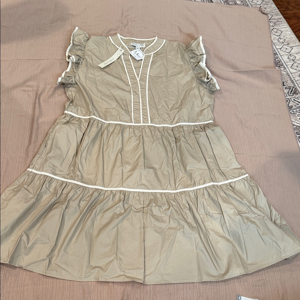 She + Sky Ruffle Sleeve Dress - Tan - Picture 10 of 10
